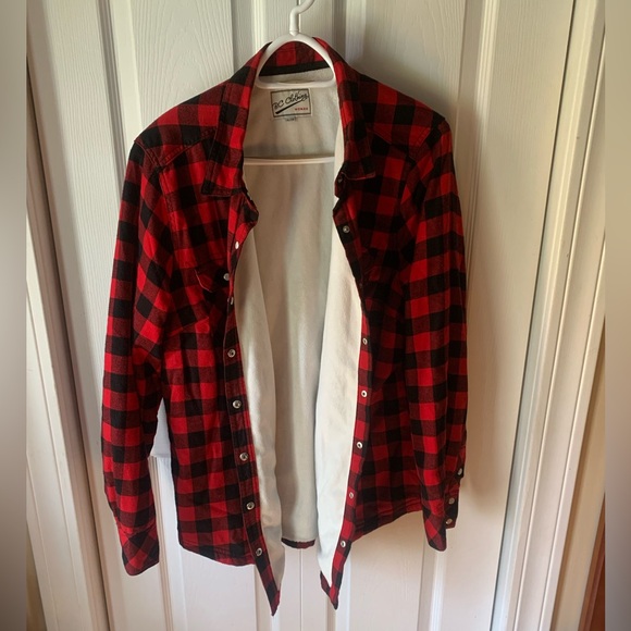 BC Clothing Red buffalo plaid fleece lined flannel jacket - Picture 2 of 4